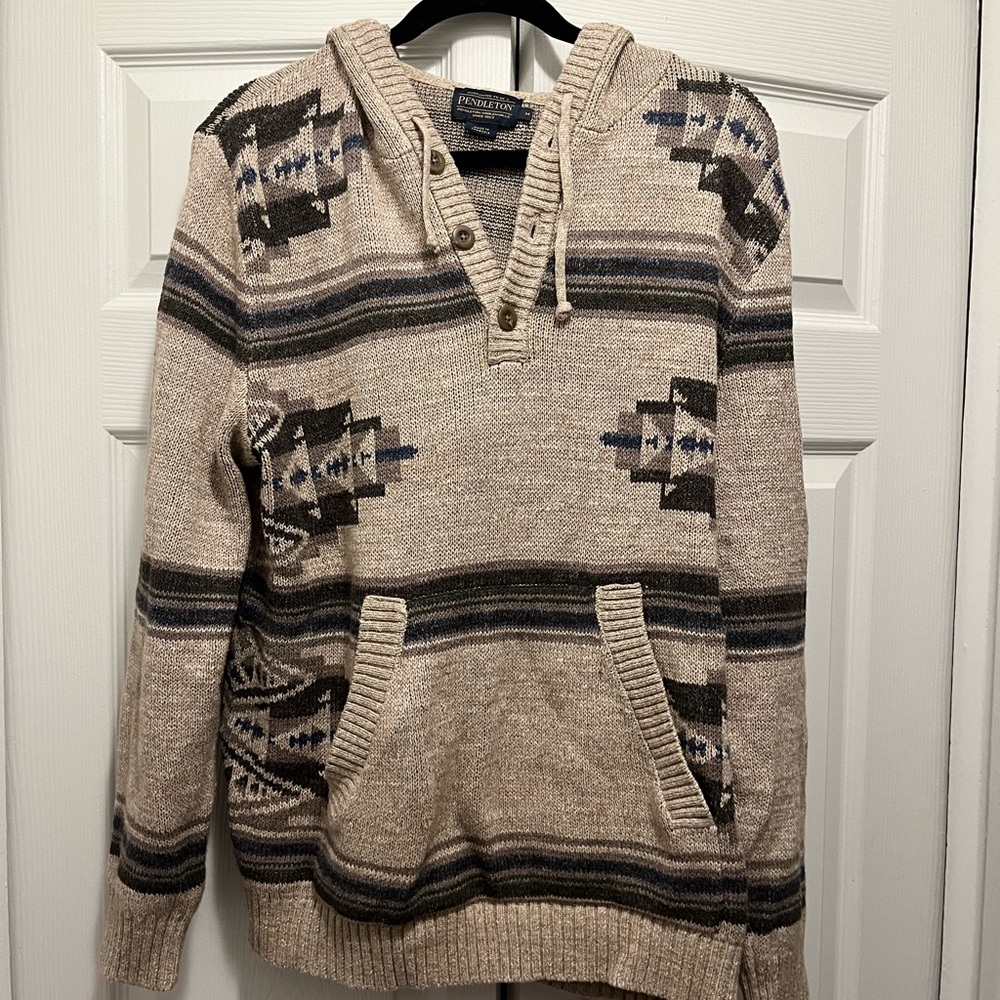 Pendleton Beige and Black Geometric Hoodie